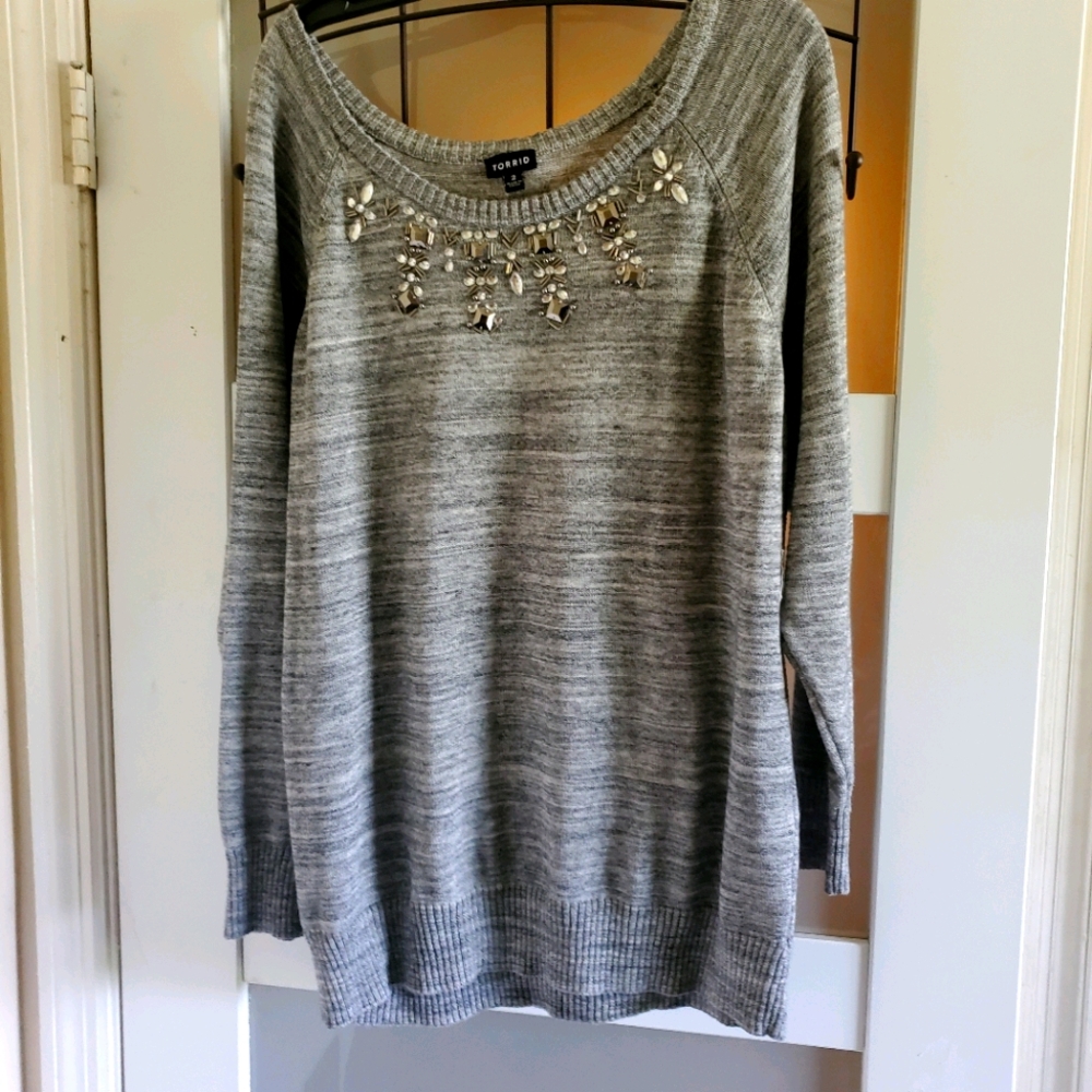 Grey beaded sweater